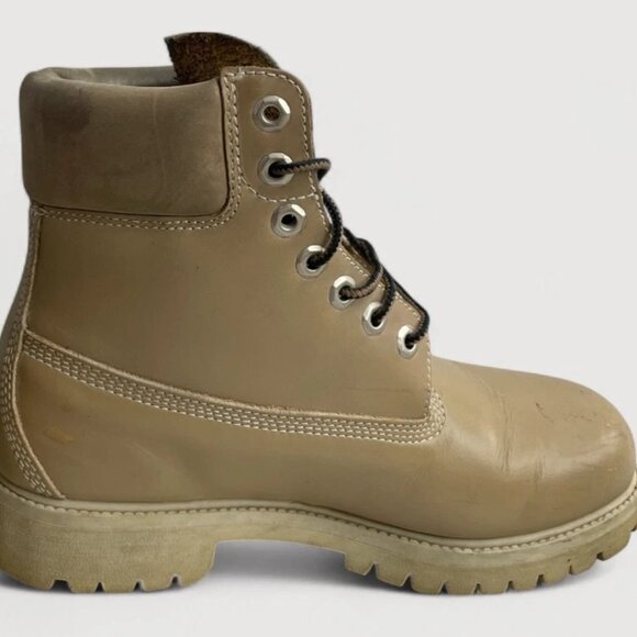 Timberland Beige Leather Work Hiking Lace Up Leather Boots Men's 7 M - Picture 2 of 15